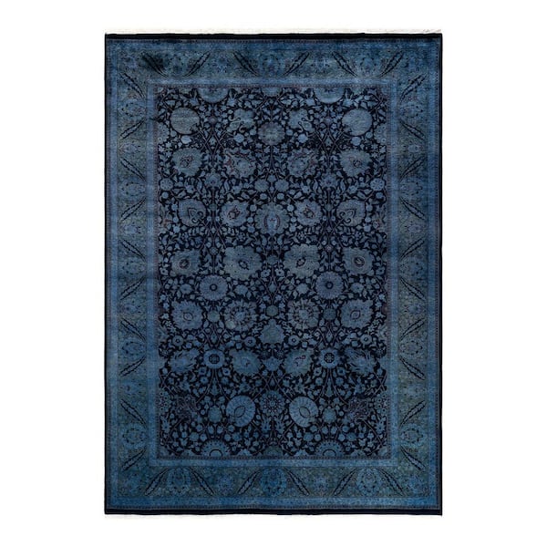 Chloe & Olivia Home Overdyed Blue 6 ft. x 9 ft. Solid Wool Indoor Area Rug