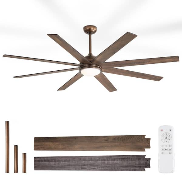 72 in.Brown Ceiling Fan with Light and Remote, Indoor for Living Room 6 Speeds,DC Motor Standard DownrodandAngled Mount