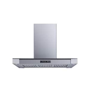 36 in. Convertible Island Mount Range Hood in Stainless Steel/Glass with Baffle Filters