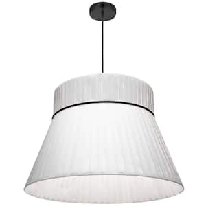 Rochelle 60-Watt 1-Light Black Shaded Pendant Light with Fabric Shade and No Bulbs Included