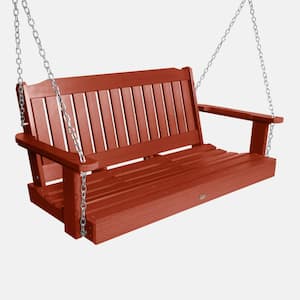 Lehigh 4 ft. Rustic Red Plastic Recycled Plastic Porch Swing