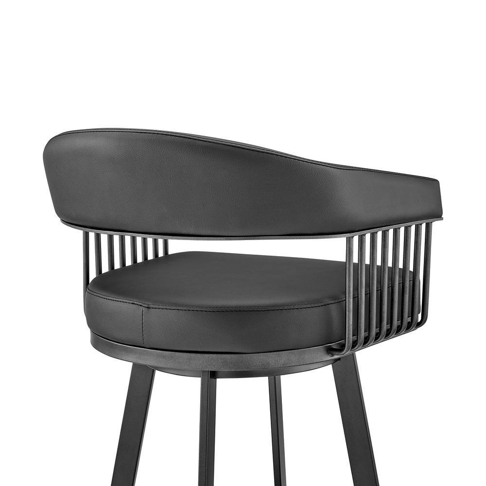 Chelsea Black Faux Leather Swivel Counter Stool