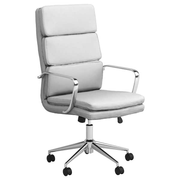 Coaster Ximena Faux Leather High Back Upholstered Office Chair in White with Arms
