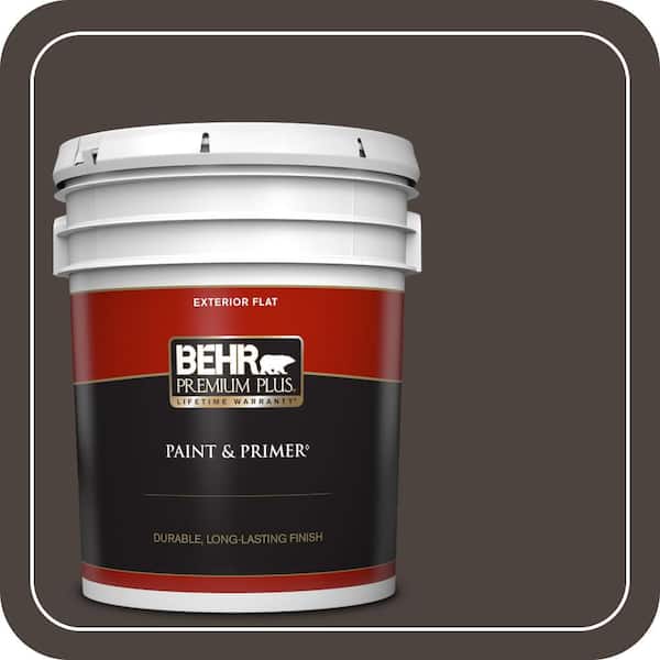BEHR PREMIUM PLUS 5 gal. #PPU5-01 Espresso Beans Flat Exterior Paint & Primer