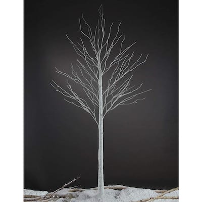 4 ft. White Iridescent Tinsel Artificial Christmas Tree with Clear Lights