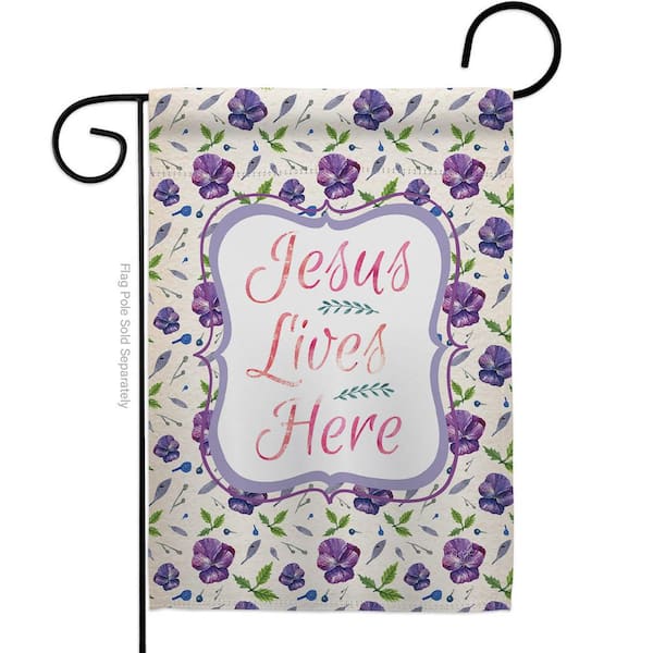 Breeze Decor 13 in. x 18.5 in. Jesus Lives Here Bible Verses Garden Flag 2-Sided Religious Decorative Vertical Flags