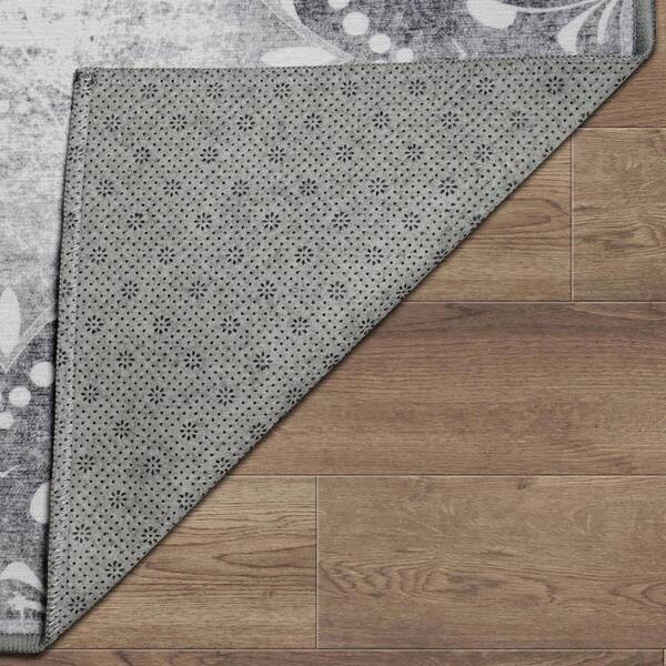 My Magic Carpet Darlon Machine Washable Rug, Grey, 3x5 ft