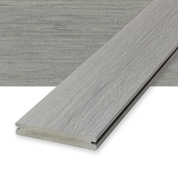 Vista 1 in. x 5-1/2 in. x 12 in. Silverwood Slotted Composite Deck Board Sample
