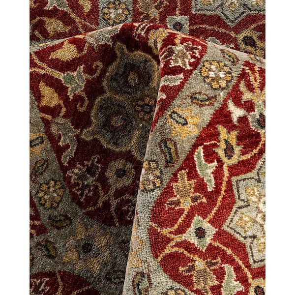 Ikat Red 8 ft. x 10 ft. Floral Wool Indoor Area Rug