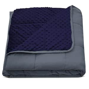 1-Piece Blue Inner/Gray Outer Weighted Blanket Blue, 48 in. x 72 in. 15 lbs. Weighted Blanket