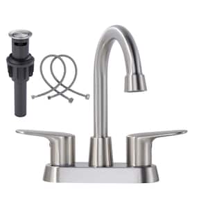 4 in. Center Set Double Handle High Arc Bathroom Faucet in Brushed Nickel
