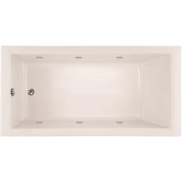 Hydro Systems Lacey Shallow Depth 60 in. Acrylic Rectangular Drop-in Whirlpool Bathtub in White