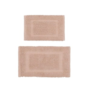 Sophie Border Pink Dusty Rose 20 in. x 32 in. Cotton Plush 2-Piece Bath Mat Set