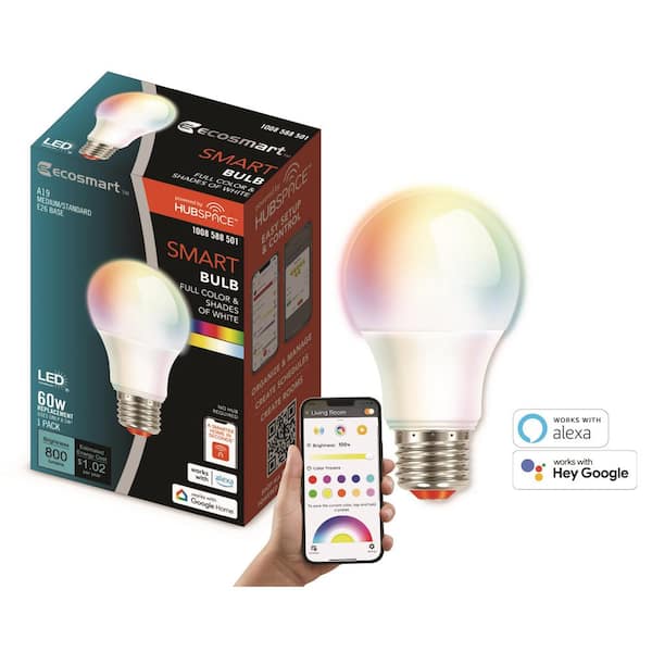 EcoSmart New Home Bundle: A19 Smart Bulb, Smart Thermostat, Smart Light Switch, Smart Fingerprint Deadbolt, Powered by Hubspace