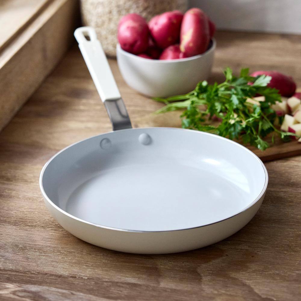 Cream 8" Aluminum Fry Pan with Ceramic Nonstick Coating