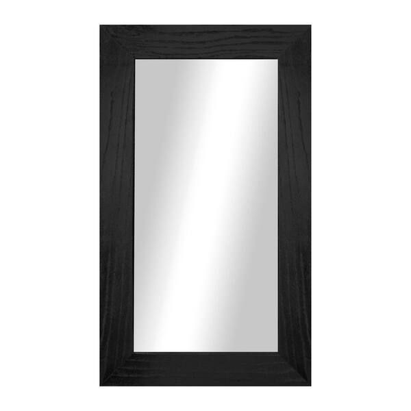 3 in Black Frame (24 in. W x 33 in. H) Oak Hardwood Rectangle Wall Mirror