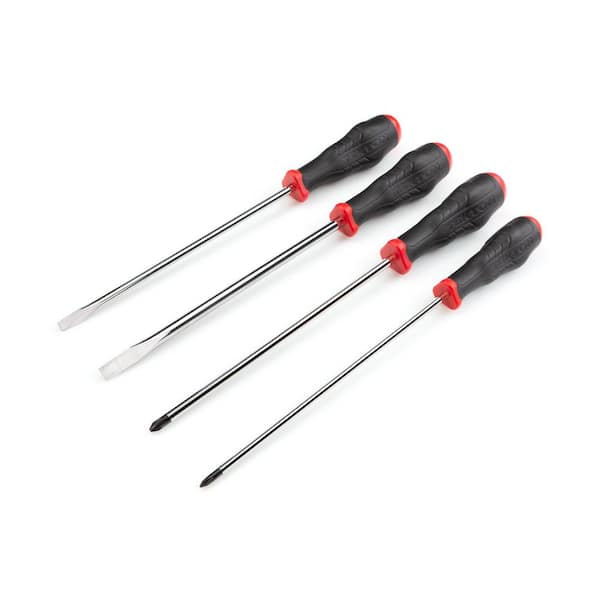 TEKTON High-Torque Chrome Blade Screwdriver Set, 4-Piece (#1-#2,1/4-5/16 in.)