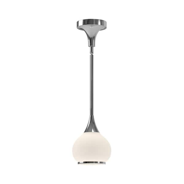 ALORA MOOD Hazel 6 in. 1 Light 60-Watt Chrome/Opal Matte Glass Pendant Light