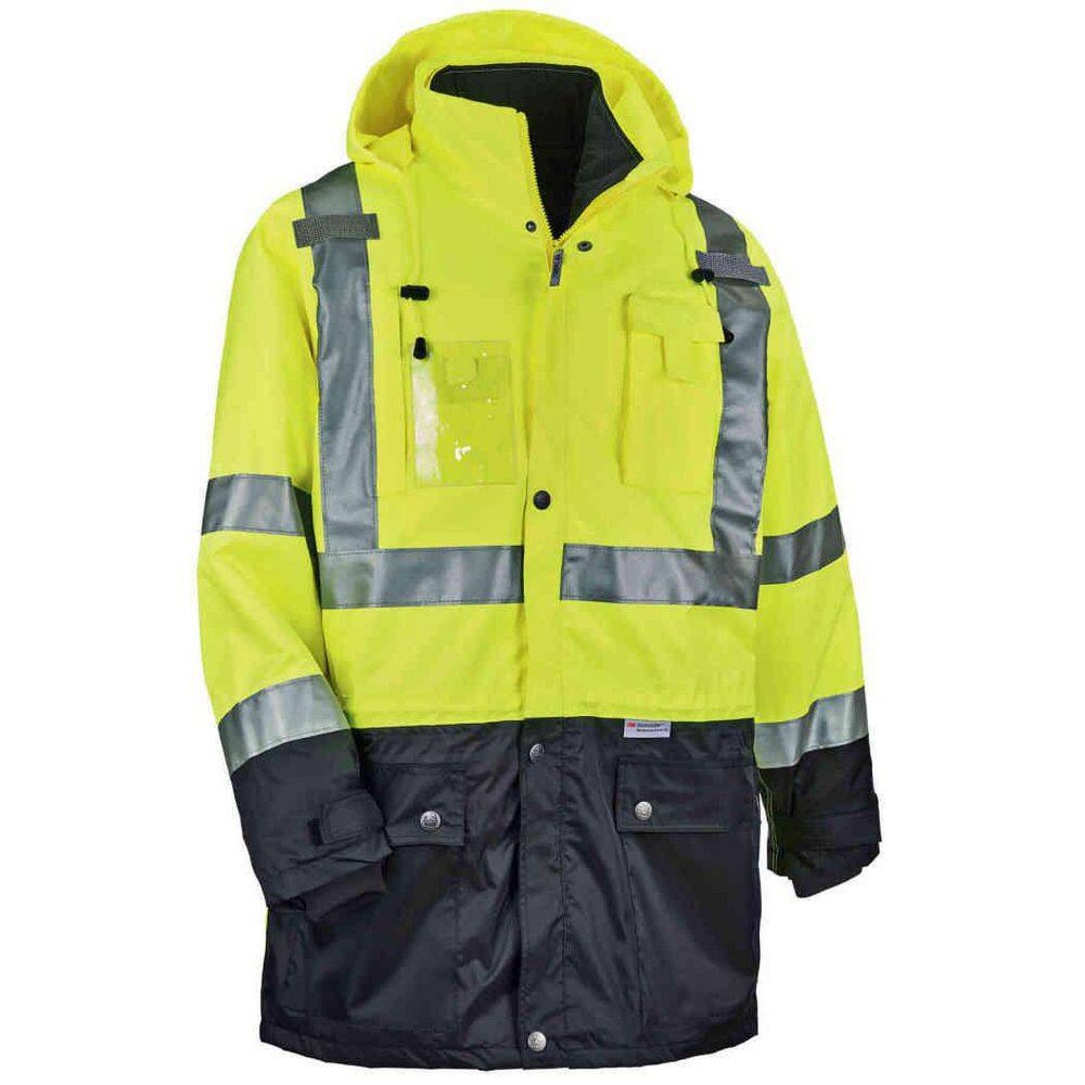 Mens Medium Lime Polyester Reflective Thermal Jacket Kit