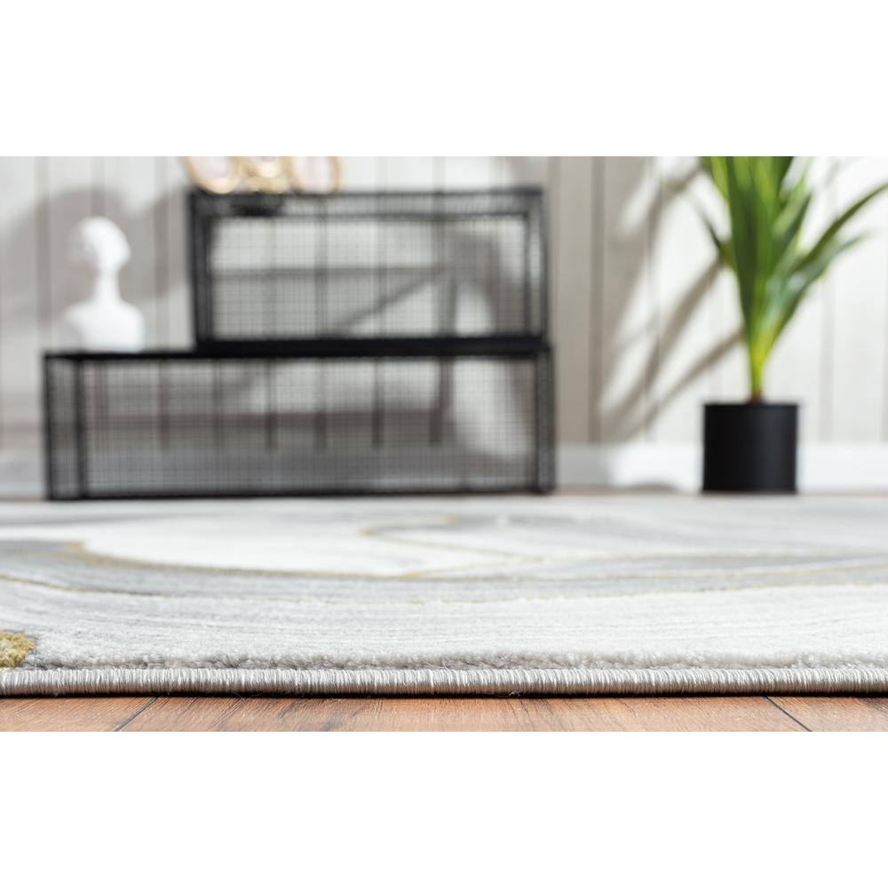 Abstract Swirl 6' x 9' Gray Synthetic Easy-Care Area Rug