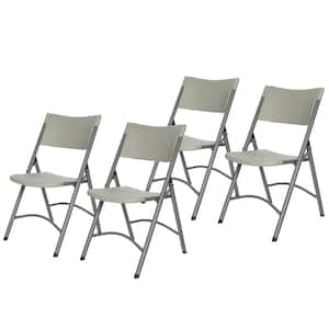 Gwyneth Collection Plastic Resin Card Table Folding Chair, Grey, Pack of 4