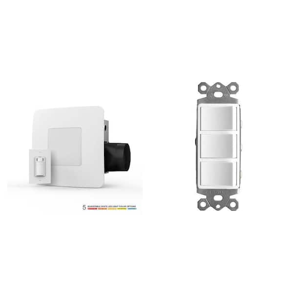 3-Function Rocker Switch (15 AMP) and 80 CFM Exhaust Fan with LED Lighting Combo