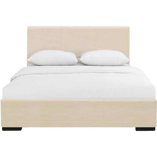 Hindes Beige Upholstered Twin Platform Bed