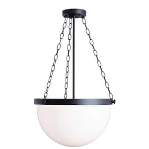 Rhonda 100-Watt 1-Light Matte Black Bowl Pendant Light with Clear Glass Shade and No Bulbs Included