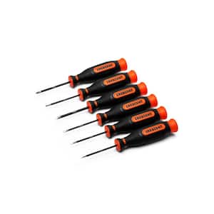 Diamond Tip Phillips and Slotted Precision Screwdriver Set with Dual Material Handles and Case (6-Piece)