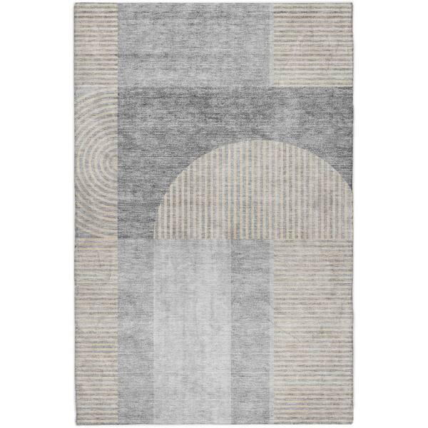 Dream Shag Premium Machine Washable Abstract ADS711 Silver 3 ft. x 5 ft. Area Rug