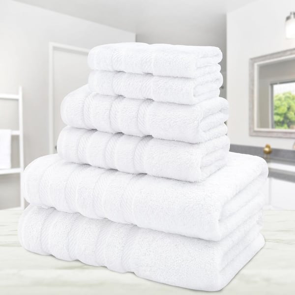 6pc Turkish Bath Towel Set White