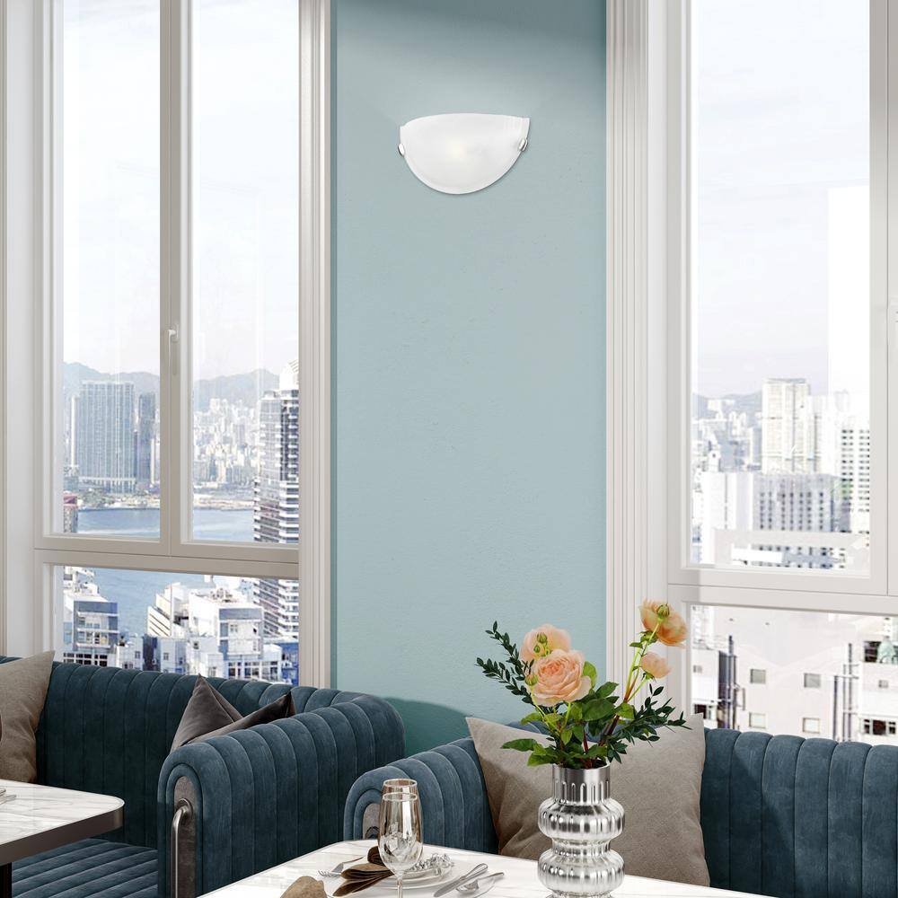 12.25" Brushed Nickel and White Wall Sconce Light