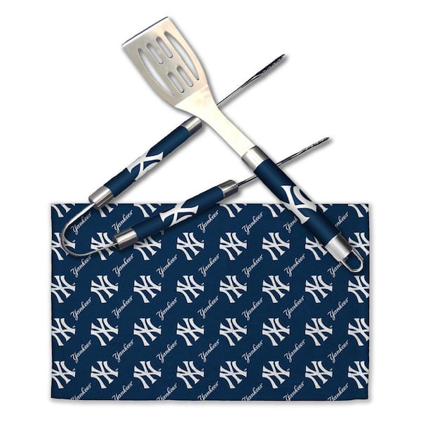 THE NORTHWEST GROUP MLB Yankees Stainless Steel BBQ Grilling Utensil Set Outdoor Kitchen Accessories