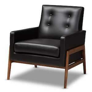 Baxton Studio Charlotte Dark Brown Faux Leather Upholstered Accent