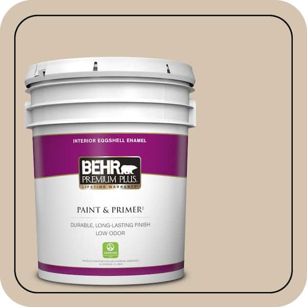 BEHR PREMIUM PLUS 5 gal. #N300-3 Casual Khaki Eggshell Enamel Low Odor Interior Paint & Primer