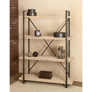 4 Shelves Wood Stationary Brown Shelving Unit