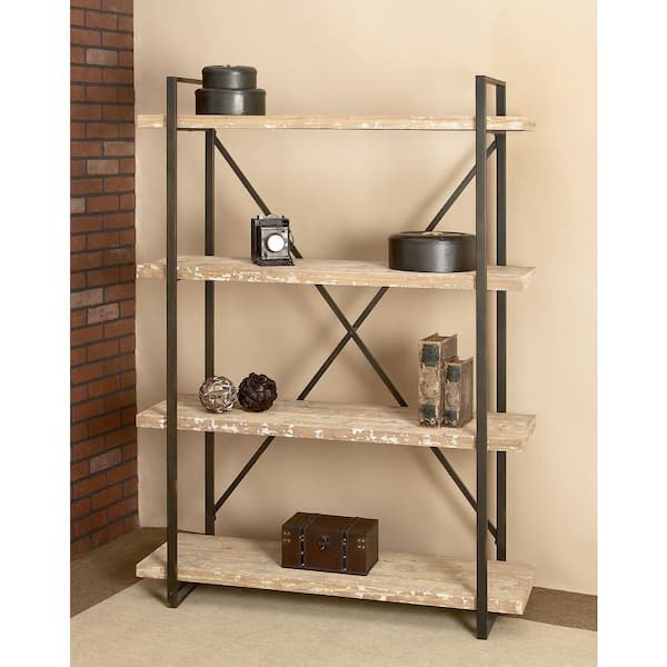 Litton Lane 4 Shelves Wood Stationary Brown Shelving Unit