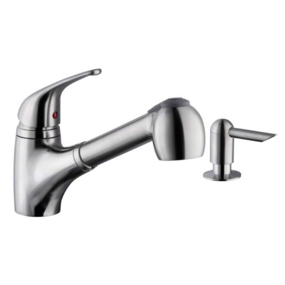 Cahaba Low Profile Single-Handle Pull-Down Sprayer Kitchen Faucet with Soap Dispenser in Brushed Nickel CA6110SS - The Home Depot