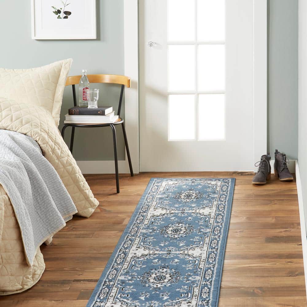 Midnight Blue Medallion Reversible Runner Rug