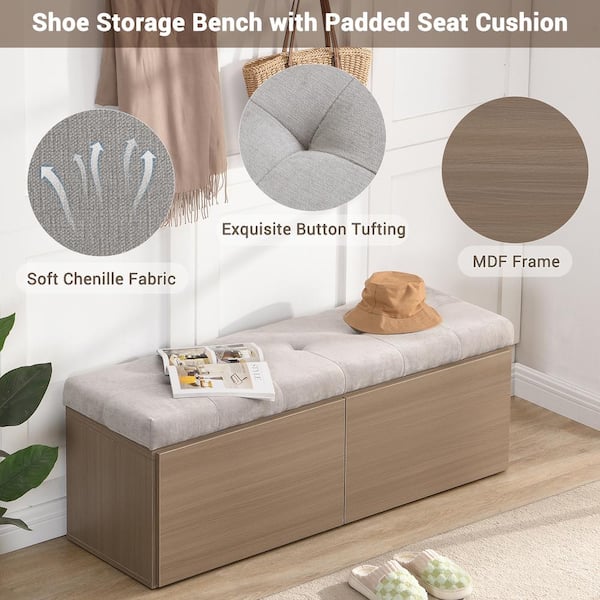 Nestfair 18 in. H x 49 in. W Light Gray Shoe Storage Cabinet