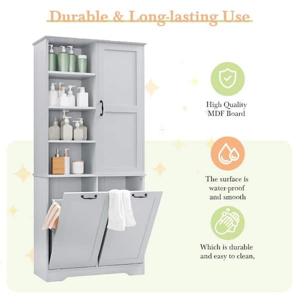 EEN ANDRO TAKIANG INC 31 in. W x 14 in. D x 68 in. H Gray Linen