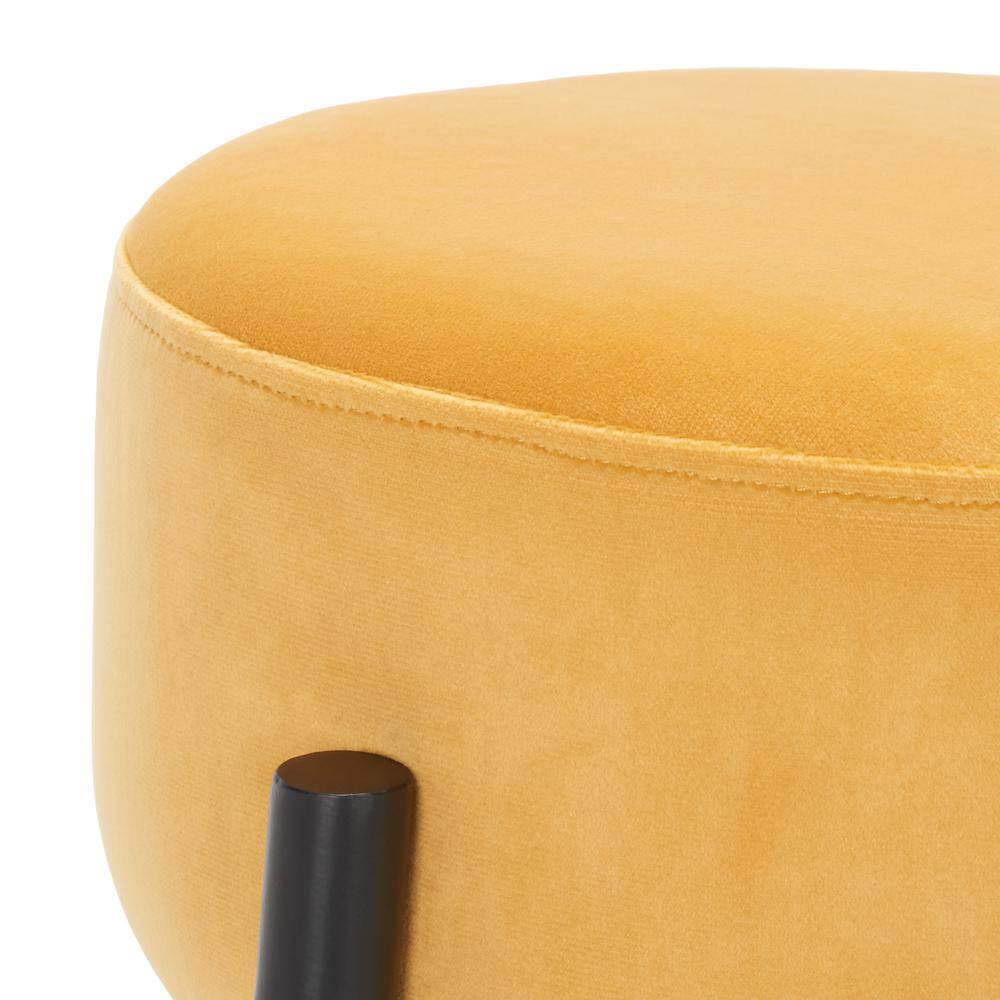 Paisleigh 15'' Mustard Velvet and Black Metal Round Bar Stool