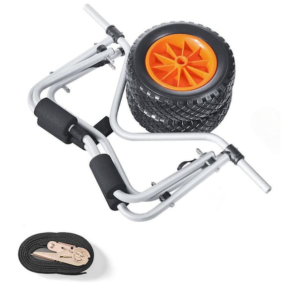 Kayak Cart, 250 lbs. Load Capacity, Foldable Kayak Trolley with 10 in. Solid Rubber Tires and 1 Ratchet Strap