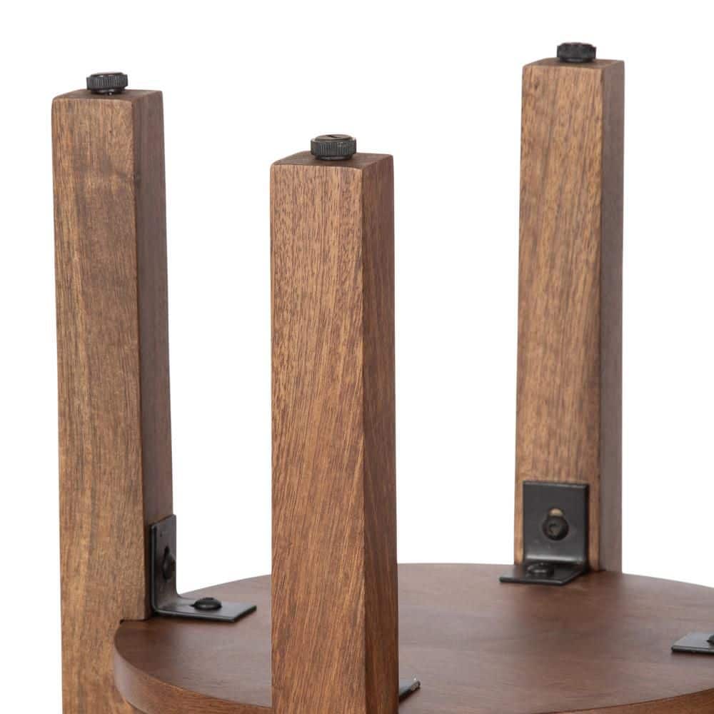 Talcott 12 in. Walnut Brown Round Solid Wood End Table - thumbnail 8
