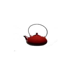 2-Cup Crimson Porcelain Tea Pots with Metal Handles 14 oz. (Set of 12)