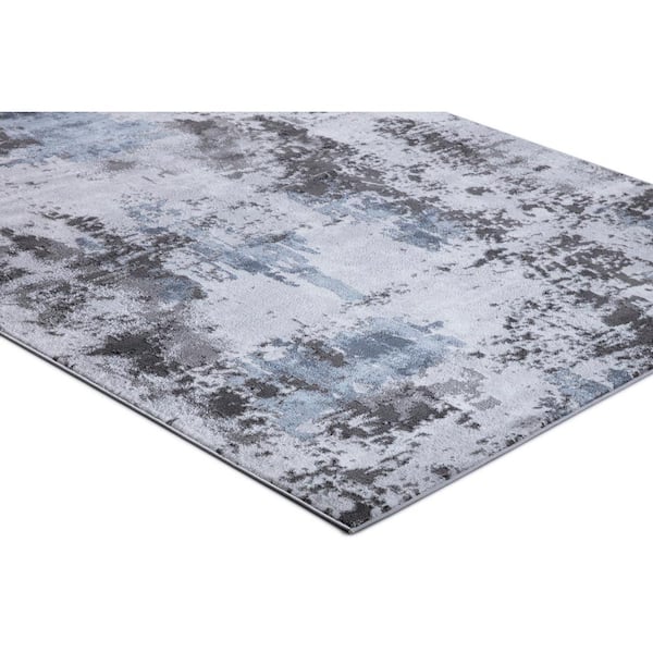 BrightonCollection Pacific Gray 2 ft. x 7 ft. Abstract Runner Rug