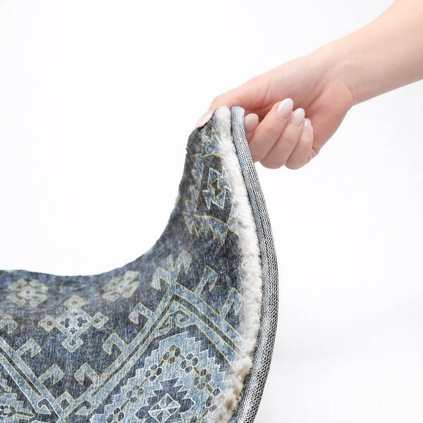 Dream Shag Premium Machine Washable Abstract ADS73 Blue 3 ft. x 5 ft. Area Rug