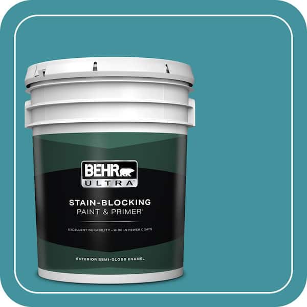 BEHR ULTRA 5 gal. #520D-6 Lagoon Semi-Gloss Enamel Exterior Paint & Primer