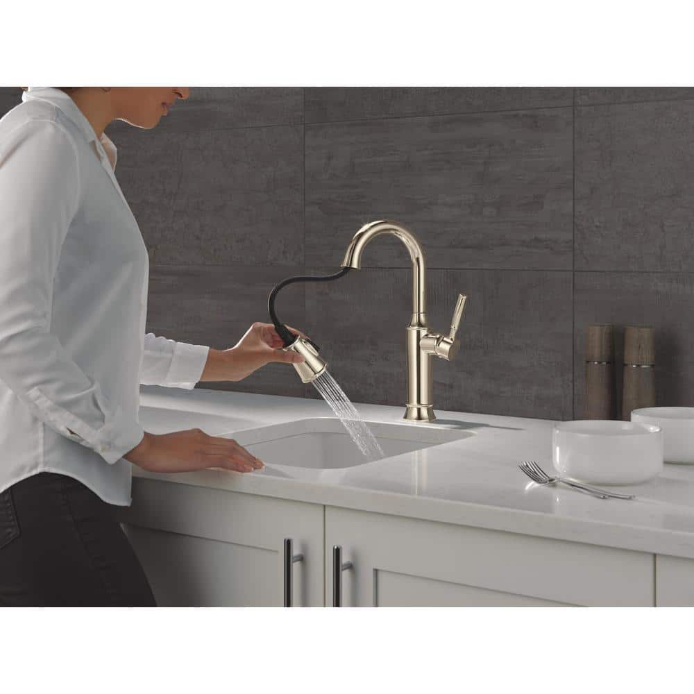 Polished Nickel Single Handle Pull-Out Spray Bar Faucet