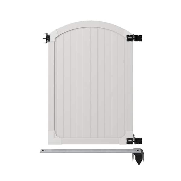 Premium 6 ft. x 4 ft. White Vinyl Arched Privacy Fence Gate w/ Hardware